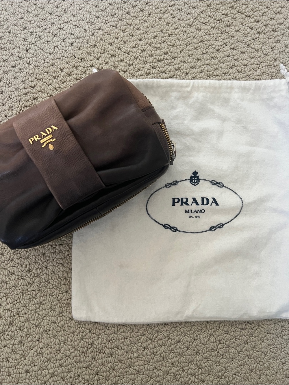 Prada Vitello Glacé Bow Clutch